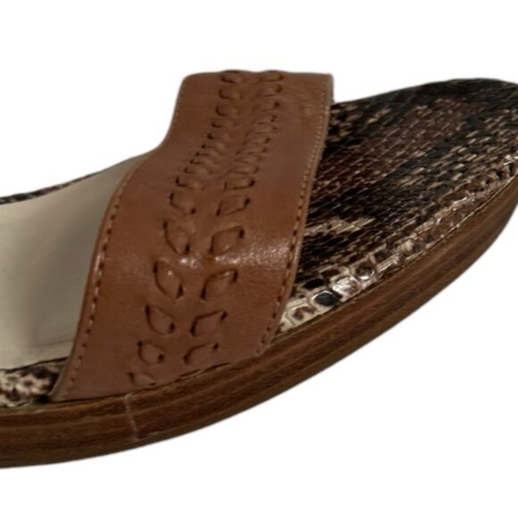 Jack Rogers Brown Wedge Sandals Womens Size 8.5 M Leather Bohemian Brazil Snake - Picture 11 of 16